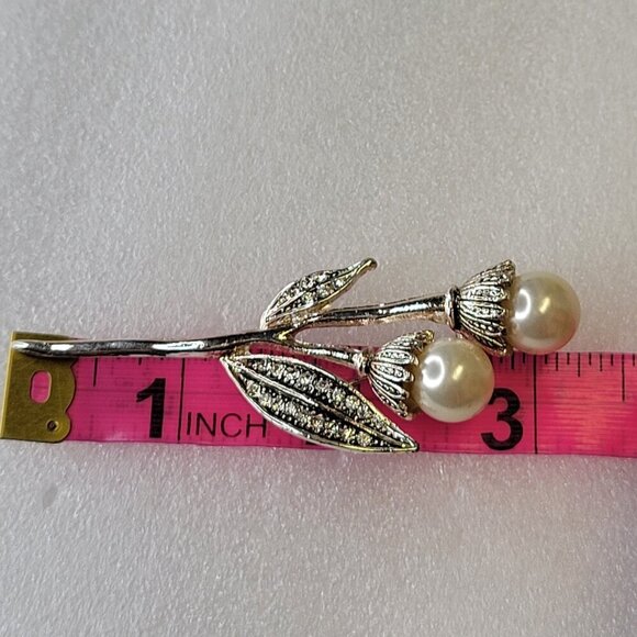 Faux Pearl Flower Bud Brooch Pin - Picture 8 of 11